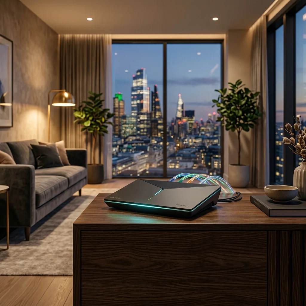 High-speed fiber internet and TV entertainment router